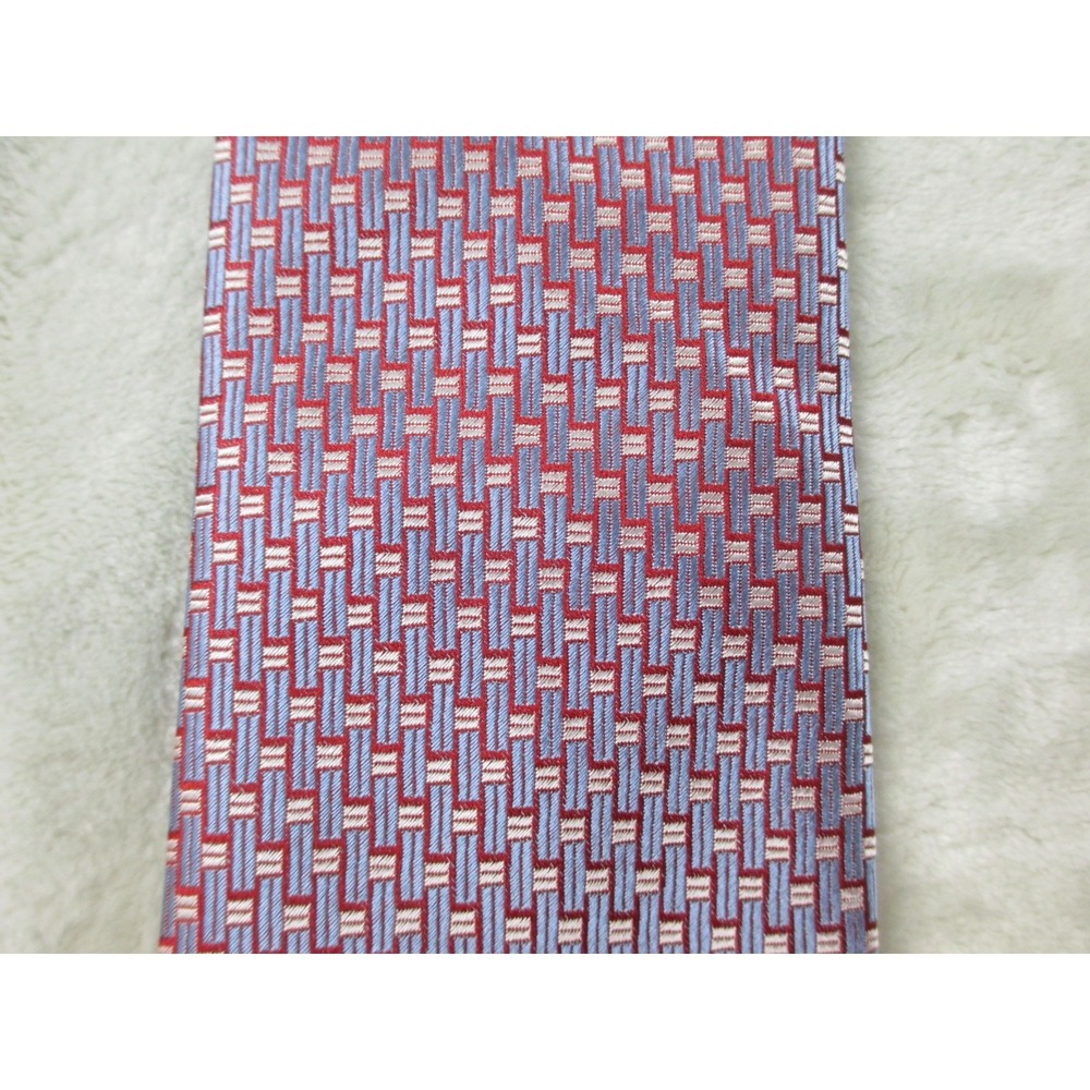 NEW ETON Neck Tie Mens Red Geometric Silk Made In Italy Casual - Picture 5 of 9